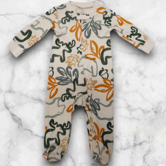 Carter's Baby Moose 2-Way Zip Thermal Sleep & Play 9 Months, Cozy Footed Pajamas - Picture 2 of 3